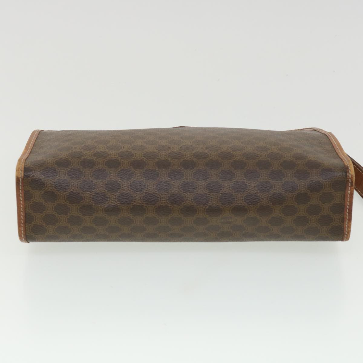 Celine Macadam Canvas Clutch Bag PVC Leather Brown ac1846