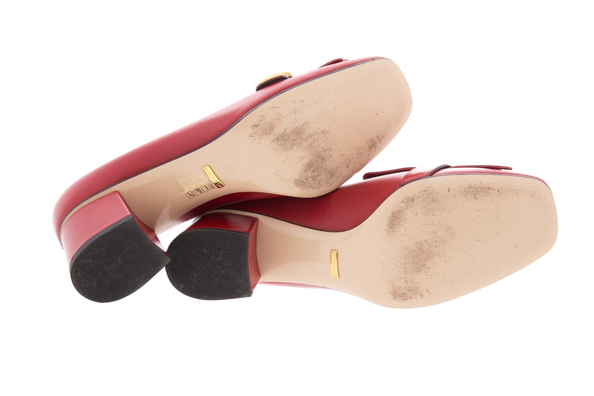 Gucci Red Leather Marmont Pumps SZ 41.5