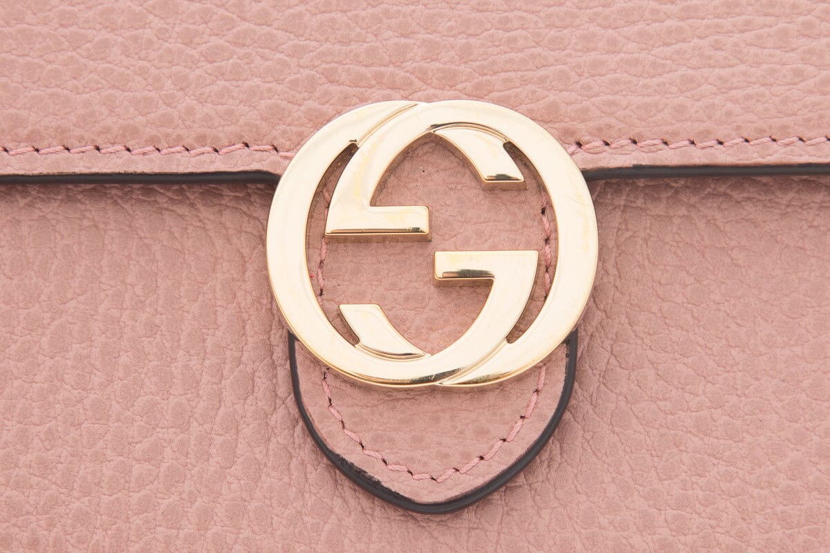 Gucci Pink Leather Interlocking G Cross-Body