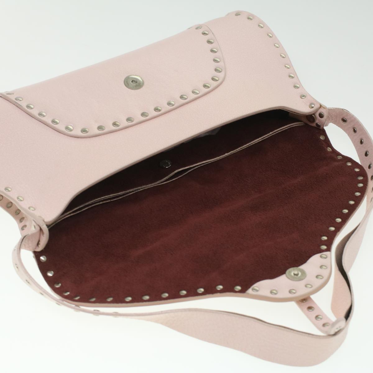 Celine Studs Shoulder Bag Leather Pink CE00/23 am3799