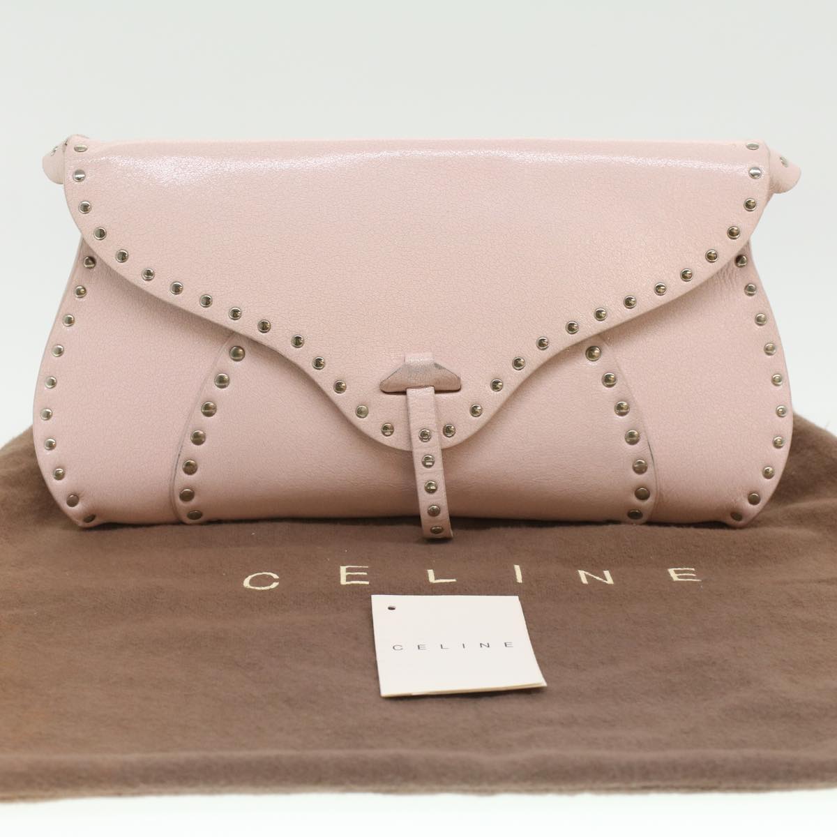 Celine Studs Shoulder Bag Leather Pink CE00/23 am3799