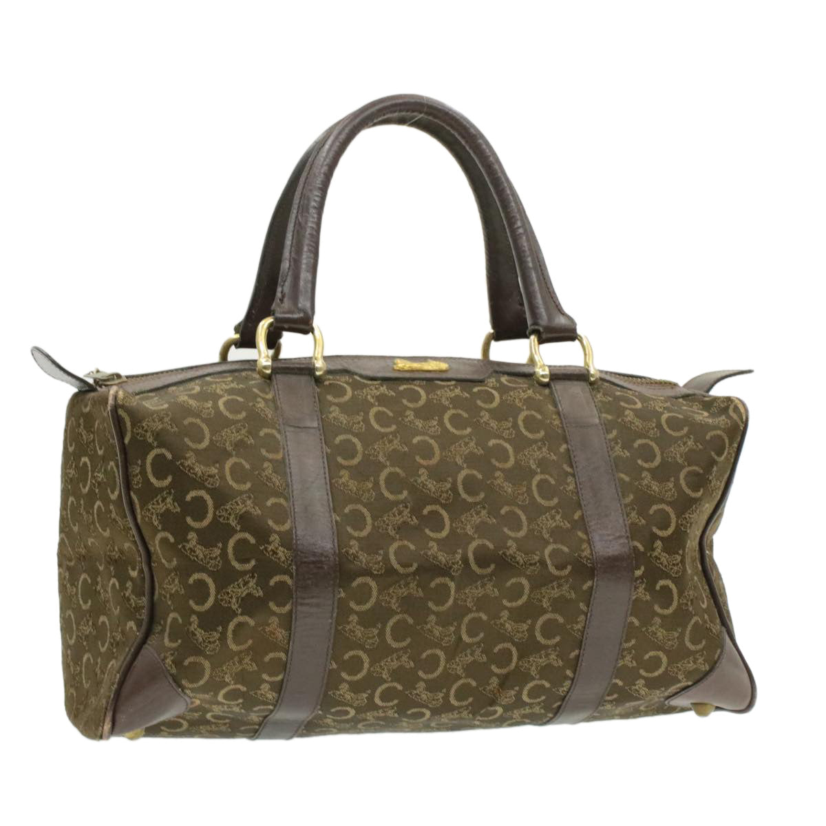 Celine C Macadam Horse Carriage Canvas Hand Bag Brown ar2957