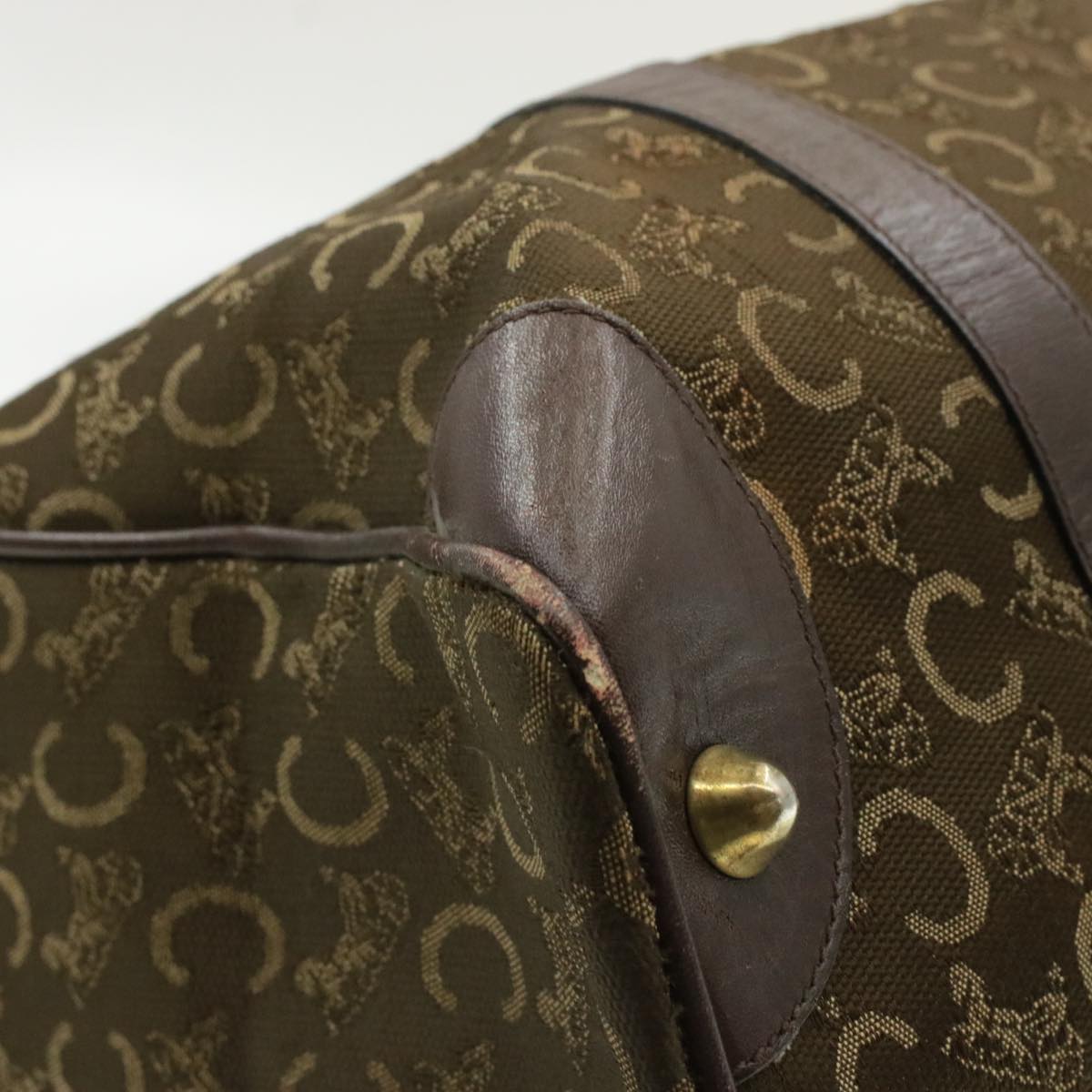 Celine C Macadam Horse Carriage Canvas Hand Bag Brown ar2957