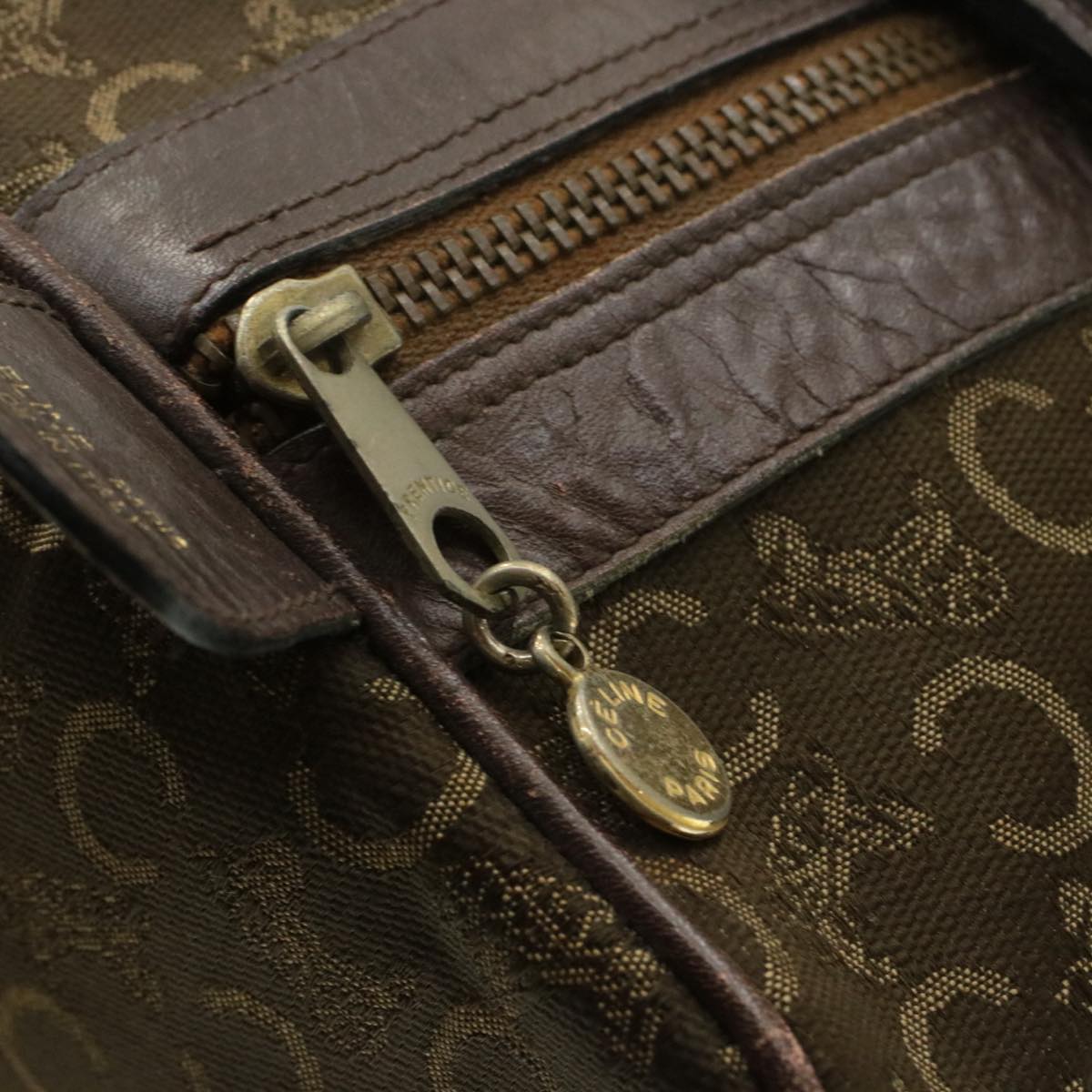 Celine C Macadam Horse Carriage Canvas Hand Bag Brown ar2957