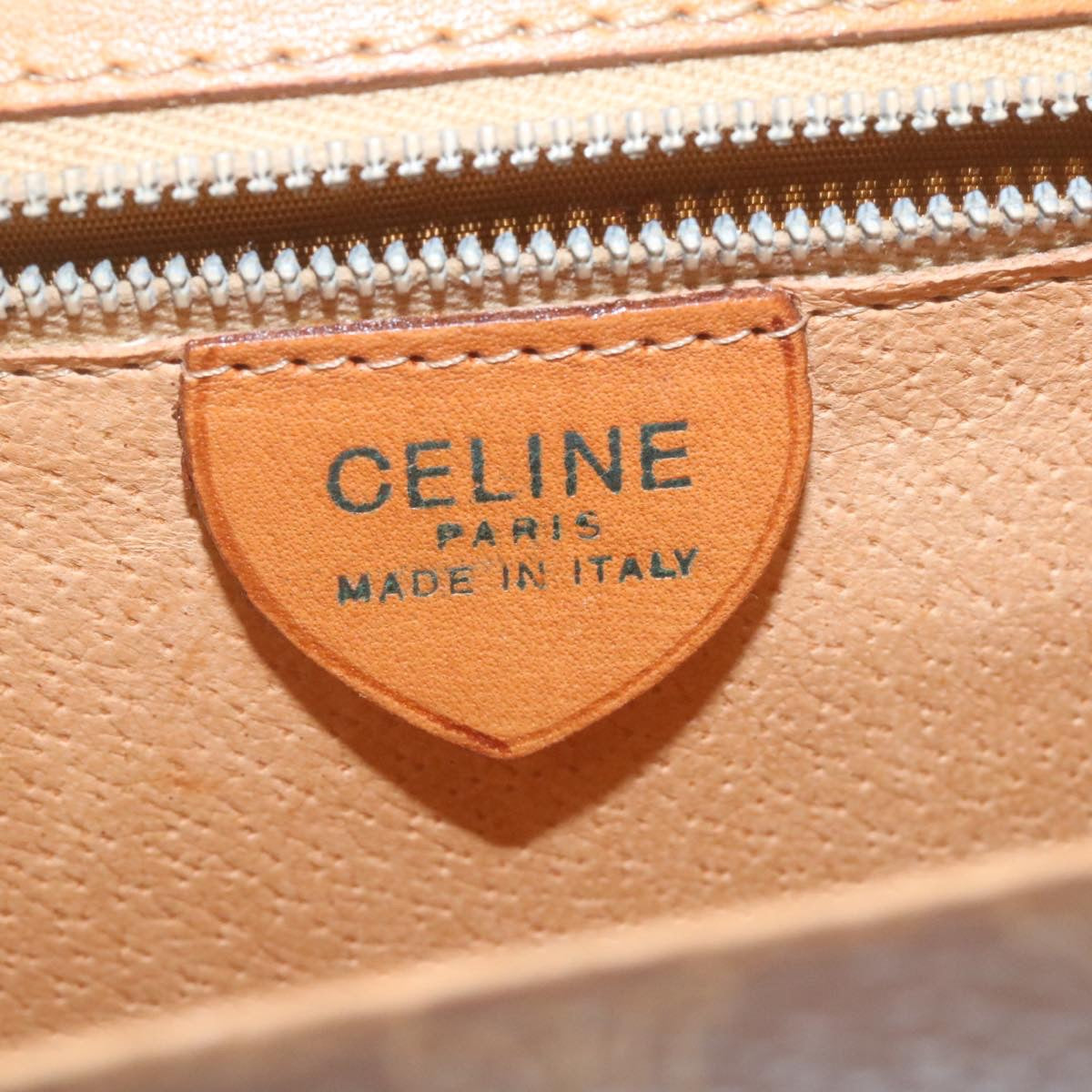 Celine Macadam Canvas Hand Bag PVC Leather Brown ar6568