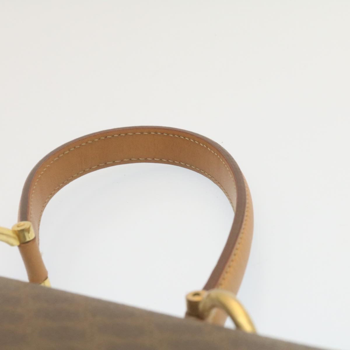 Celine Macadam Canvas Hand Bag PVC Leather Brown ar6568
