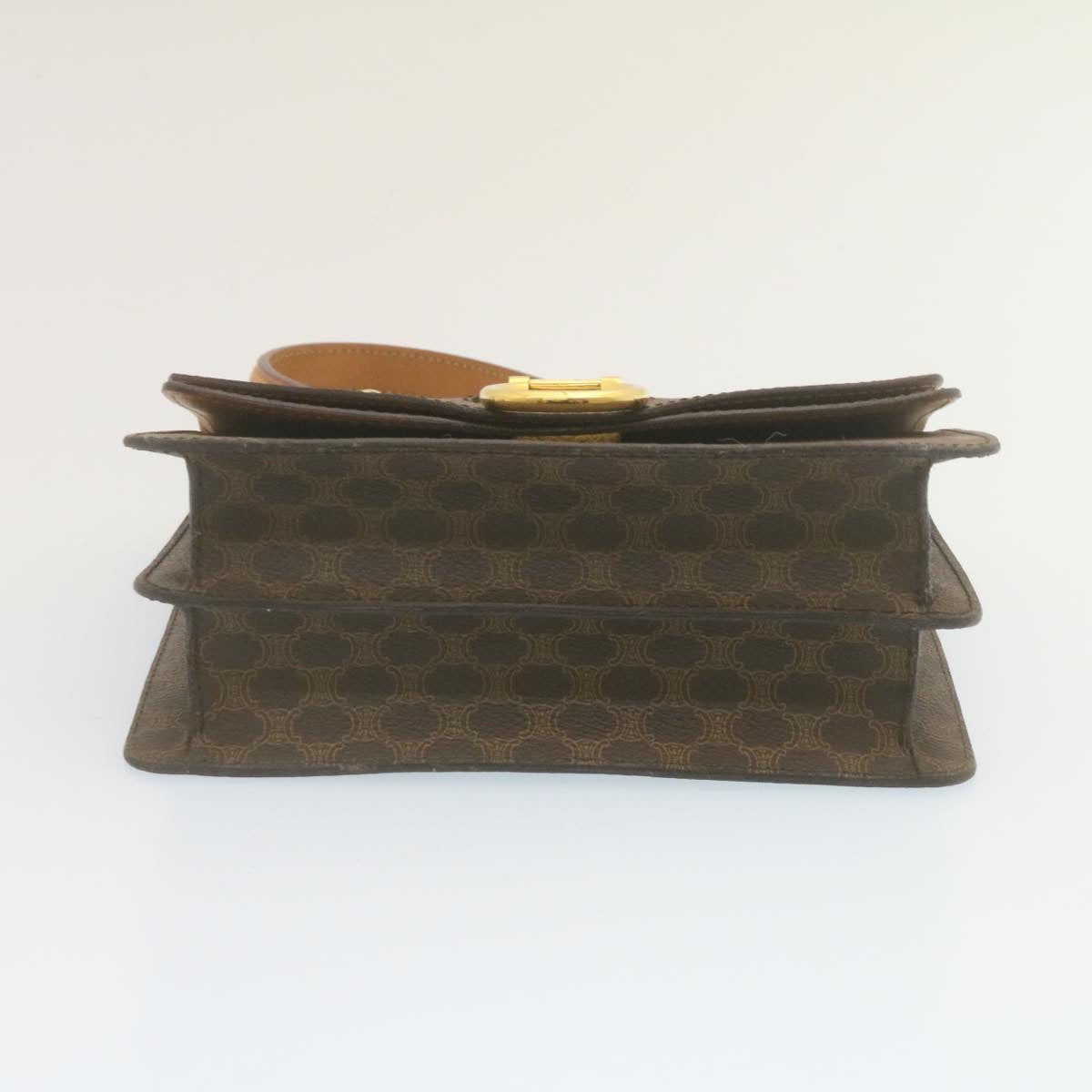 Celine Macadam Canvas Hand Bag PVC Leather Brown ar6568
