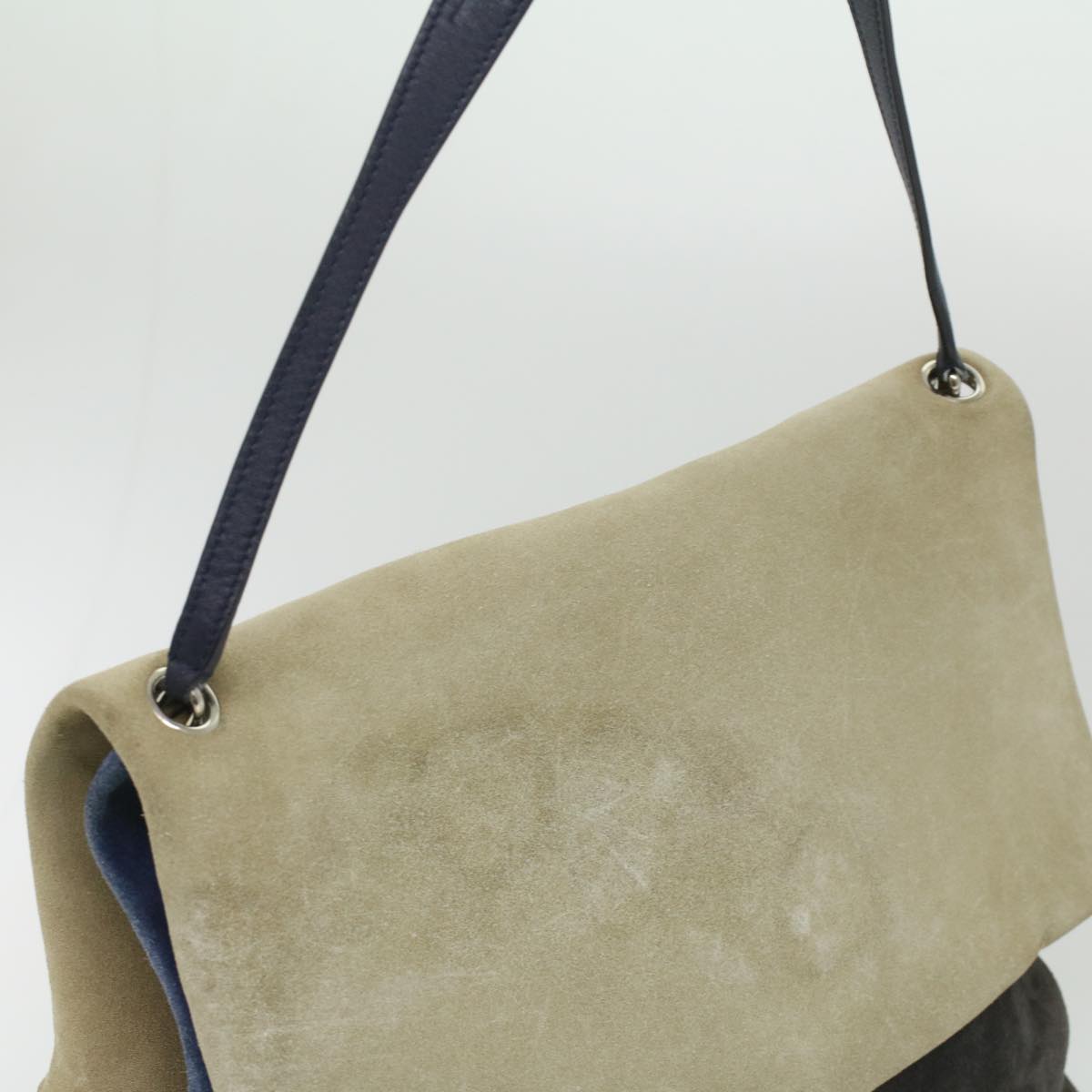 Celine Shoulder Bag Suede Beige Blue black ar8501