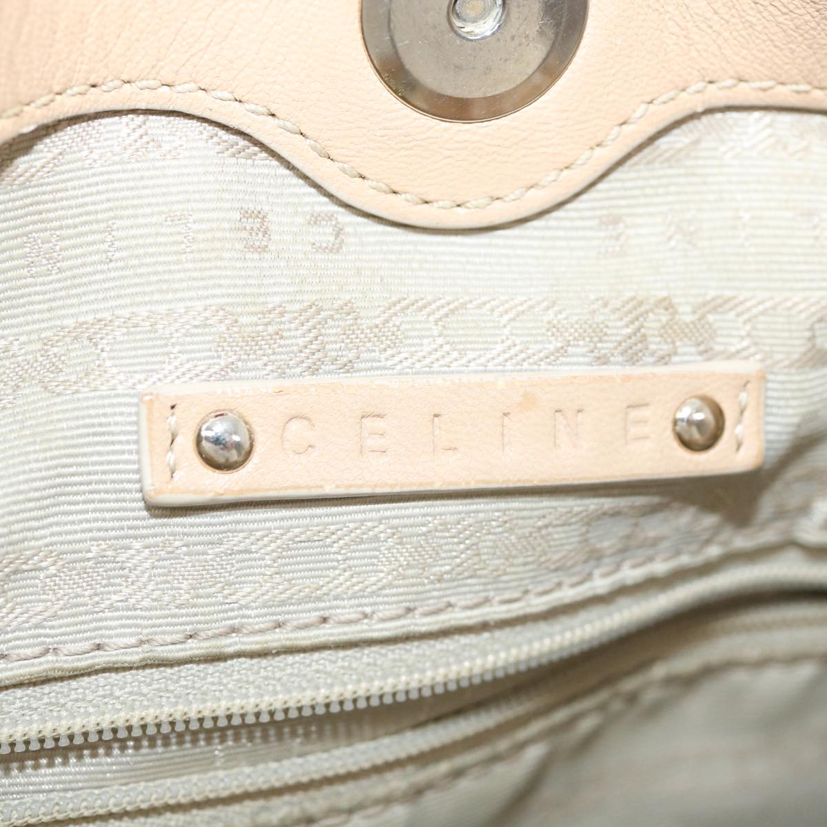 Celine Shoulder Bag Leather Beige ar8683