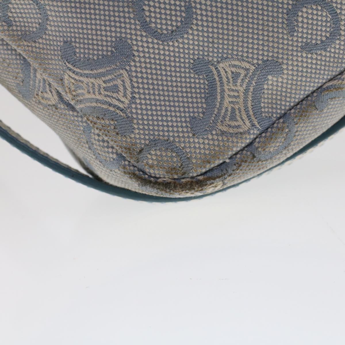 Celine C Macadam Canvas Shoulder Bag Leather Blue ar9834
