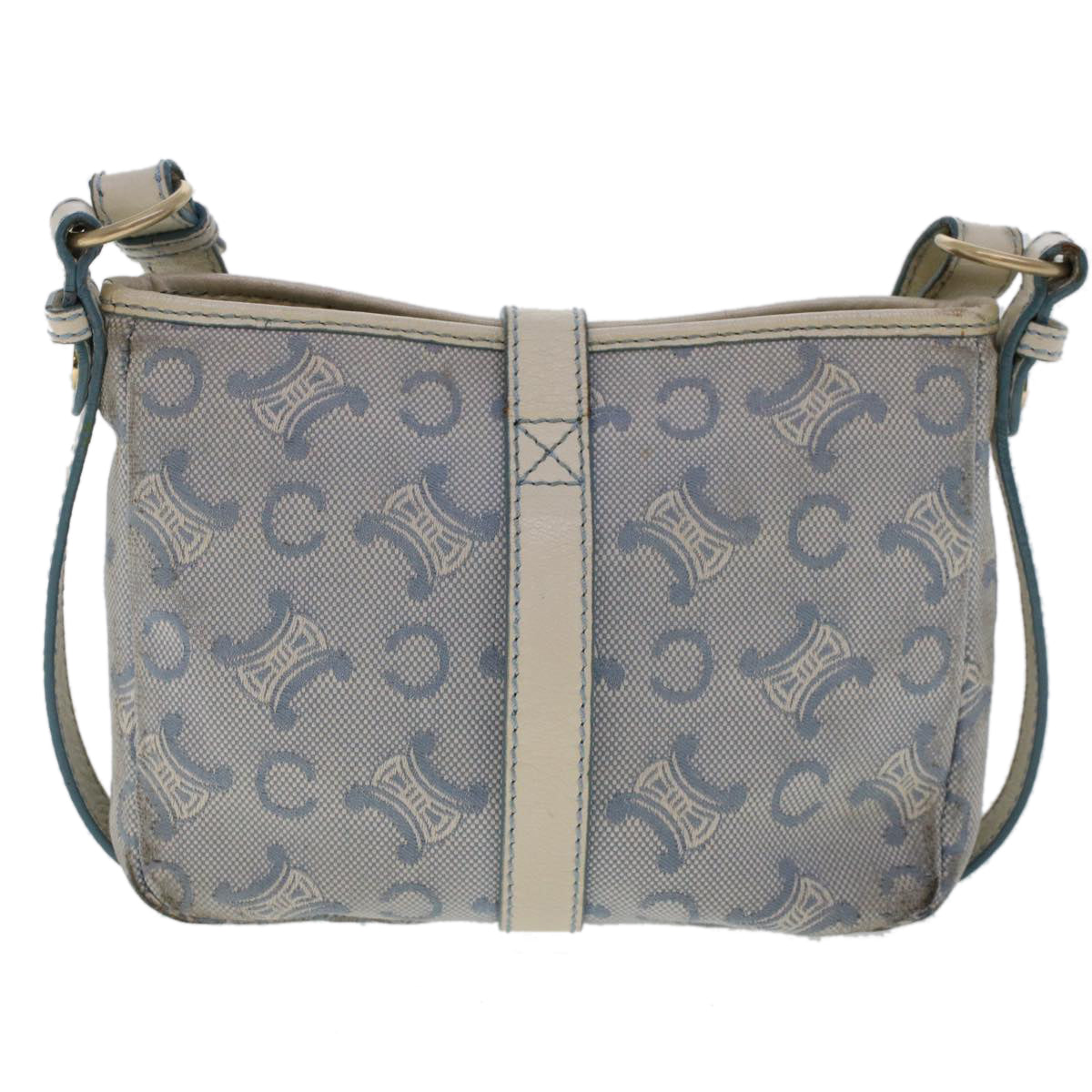 Celine C Macadam Canvas Shoulder Bag Leather Blue ar9834