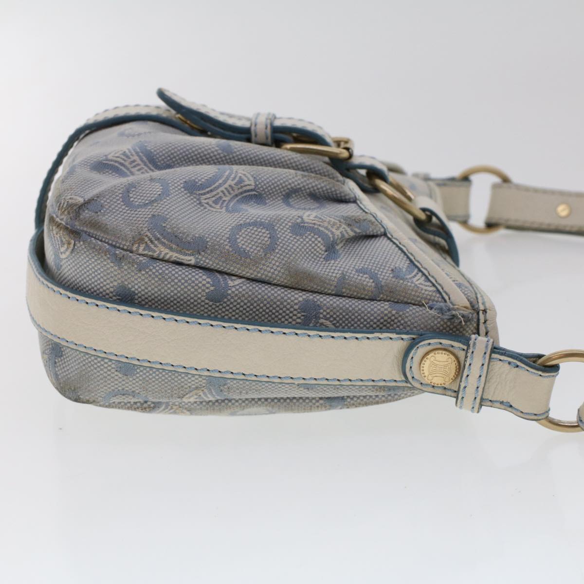 Celine C Macadam Canvas Shoulder Bag Leather Blue ar9834