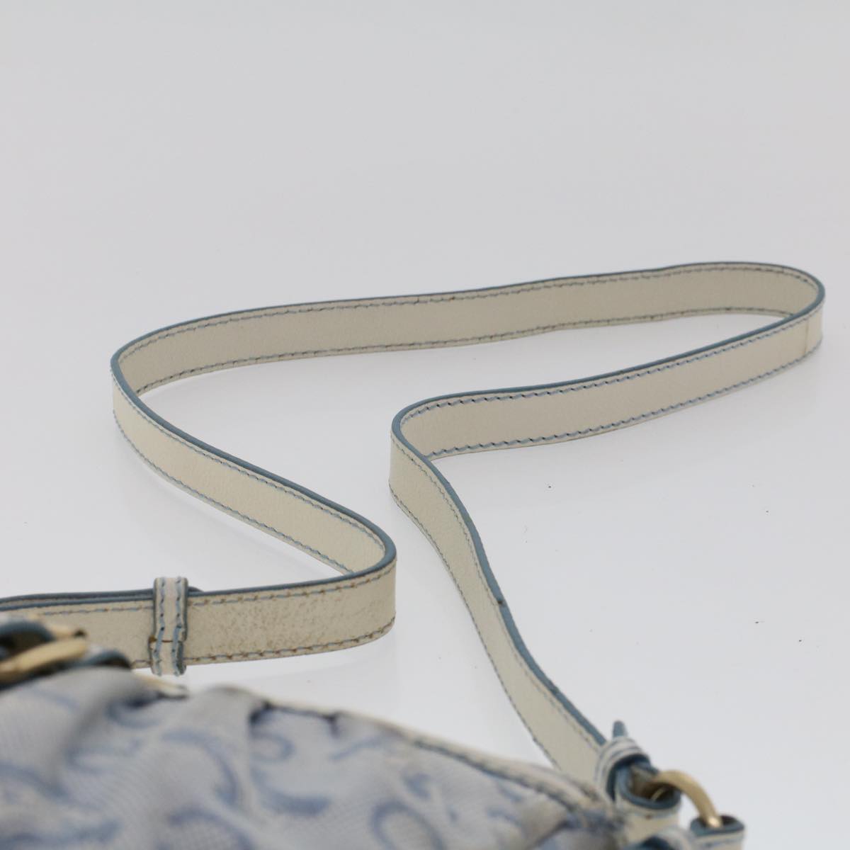 Celine C Macadam Canvas Shoulder Bag Leather Blue ar9834