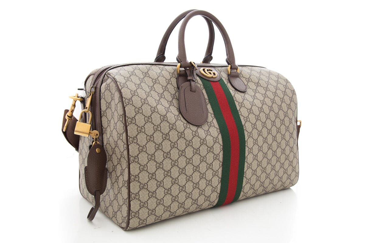 Gucci Brown Canvas Monogram Duffle Bag