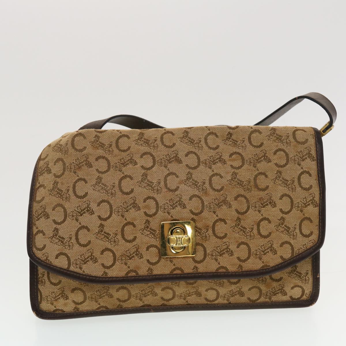 Celine C Macadam Canvas Clutch Shoulder Bag 2Set Beige Navy bs5756