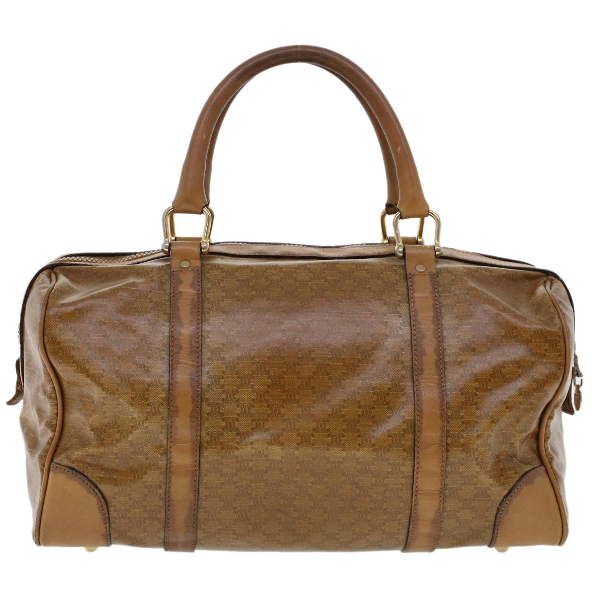 Celine Macadam Canvas Boston Bag Coated Canvas Brown bs6013