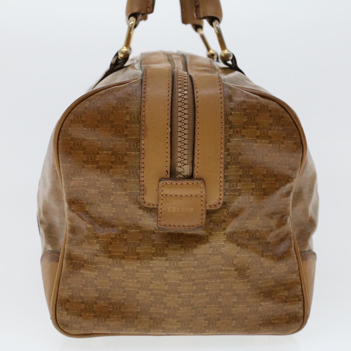 Celine Macadam Canvas Boston Bag Coated Canvas Brown bs6013