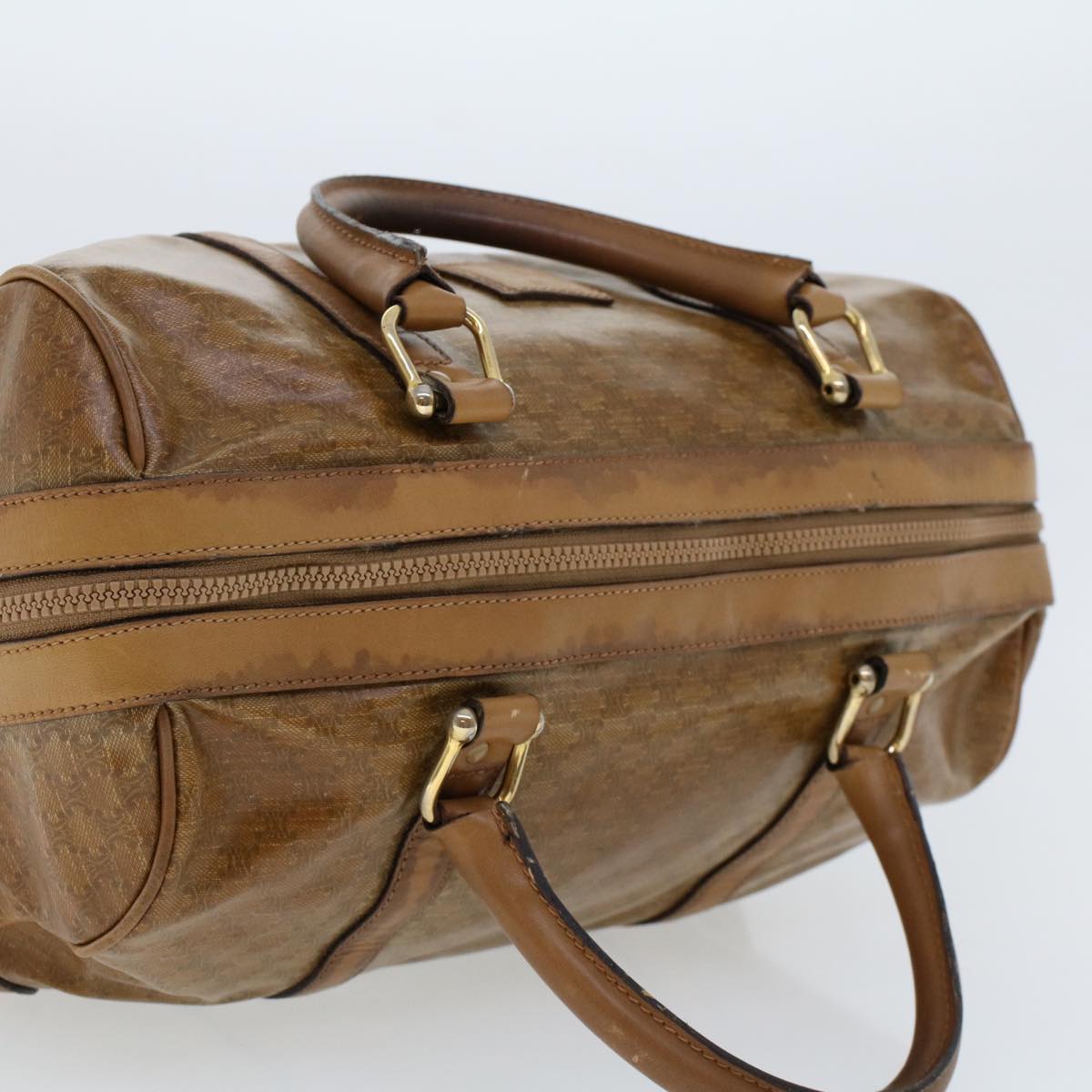 Celine Macadam Canvas Boston Bag Coated Canvas Brown bs6013