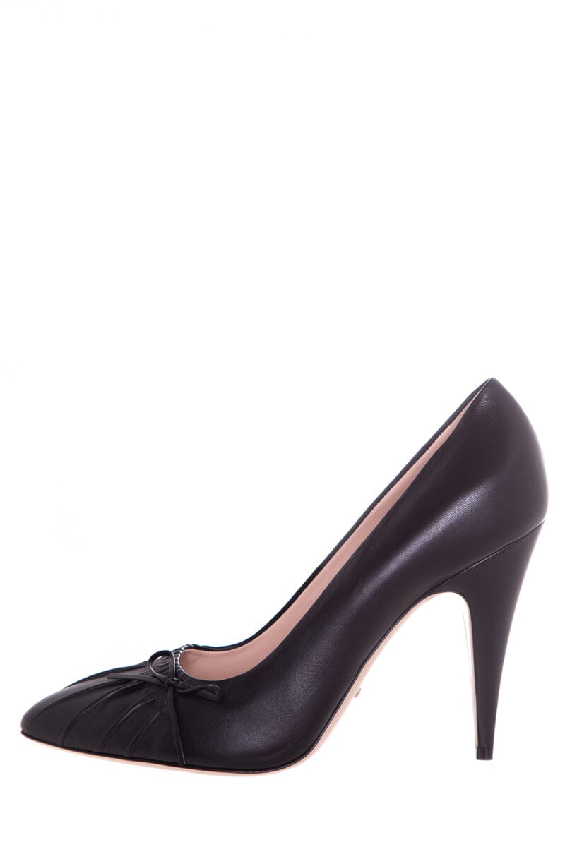 Gucci CHARLOTTE Nappa Leather Black Heels SZ 42 NWT