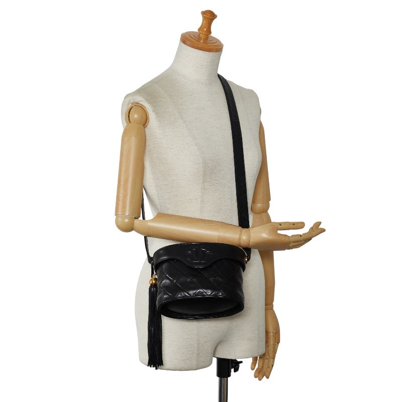 Chanel Cocomark Tassel winged Shoulder Bag Black Leather Chanel