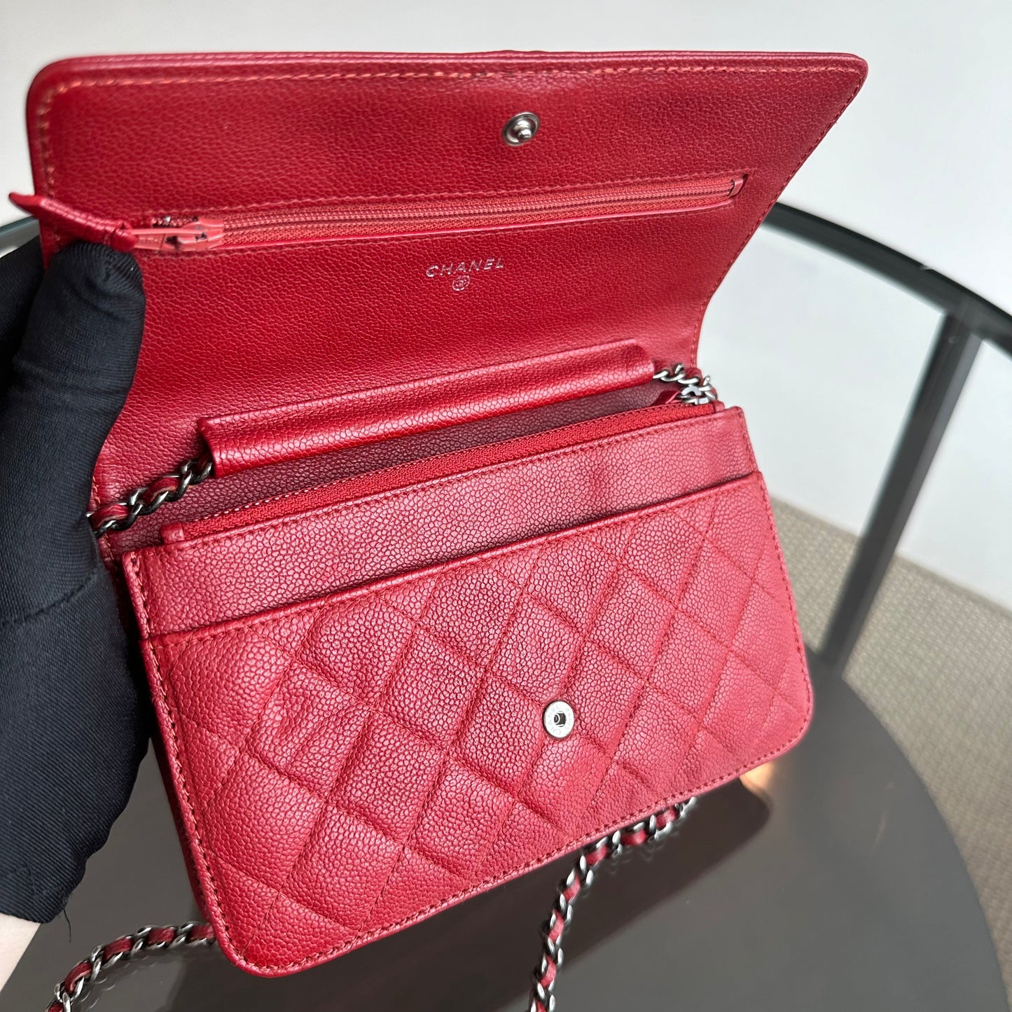 Caviar Boy WOC Wallet On Chain Red Silver Hardware Series 22