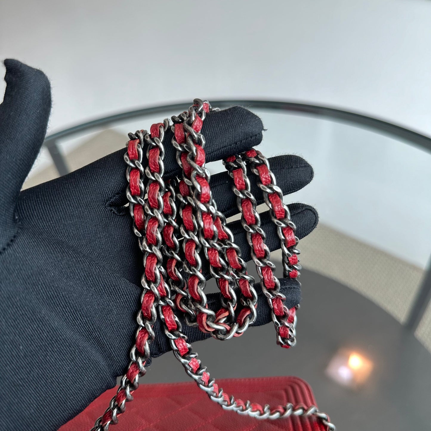Caviar Boy WOC Wallet On Chain Red Silver Hardware Series 22