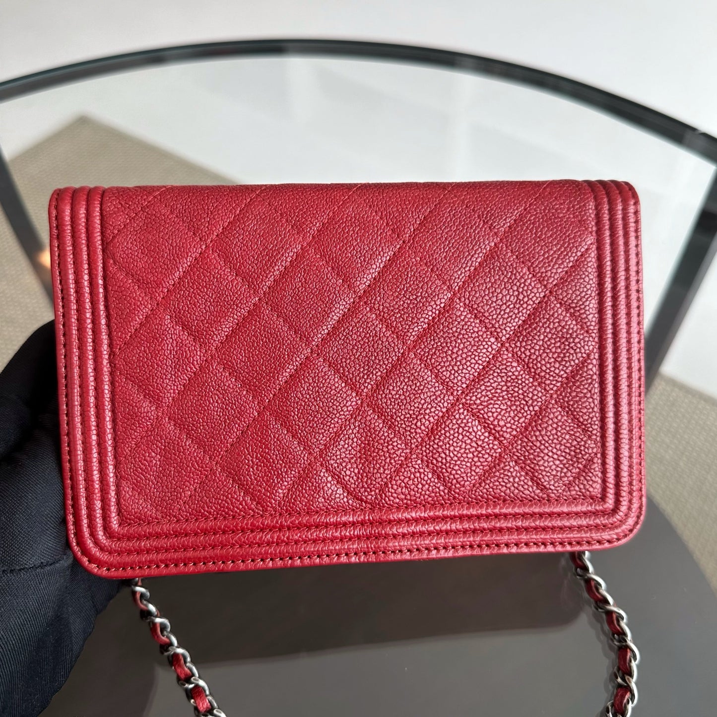 Caviar Boy WOC Wallet On Chain Red Silver Hardware Series 22