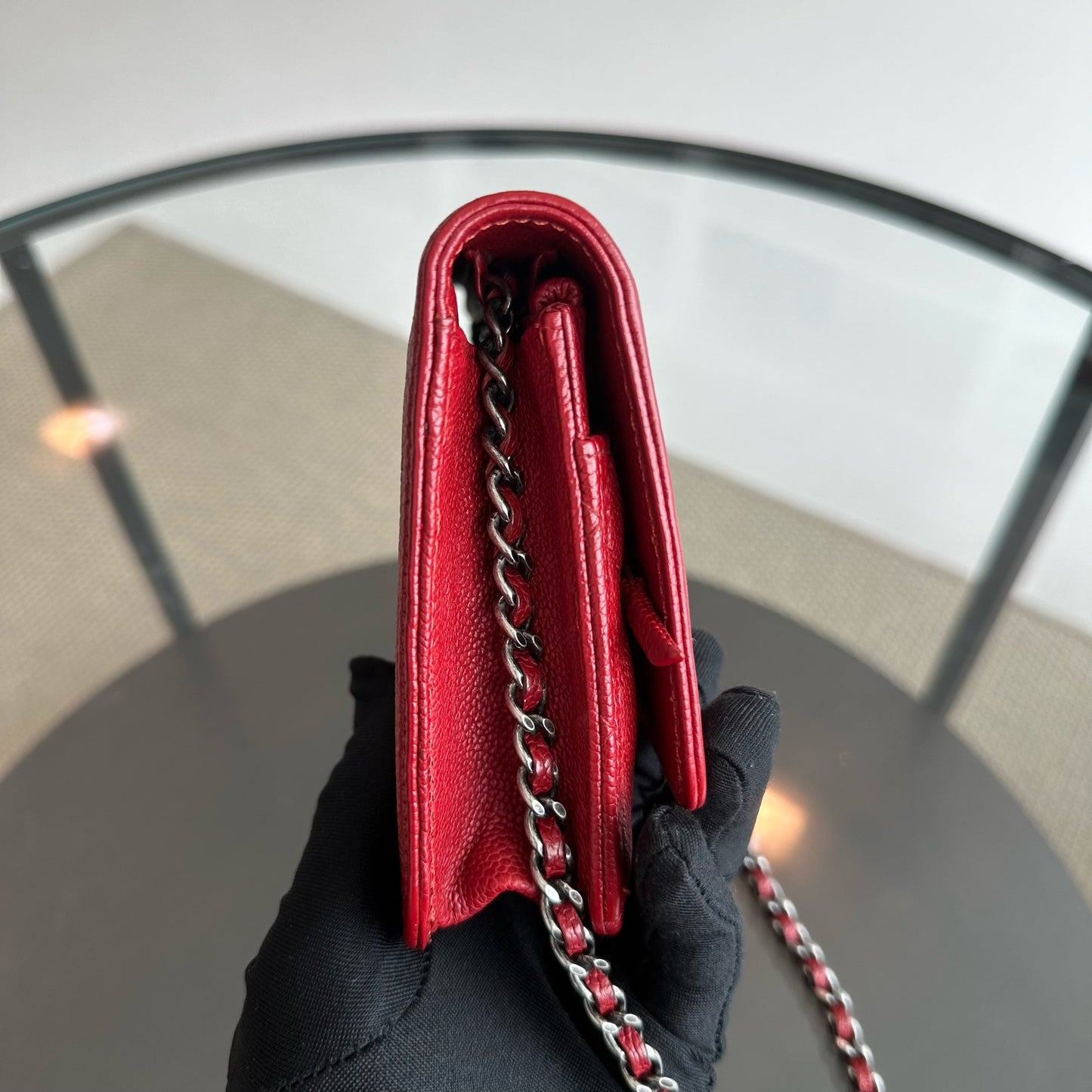 Caviar Boy WOC Wallet On Chain Red Silver Hardware Series 22