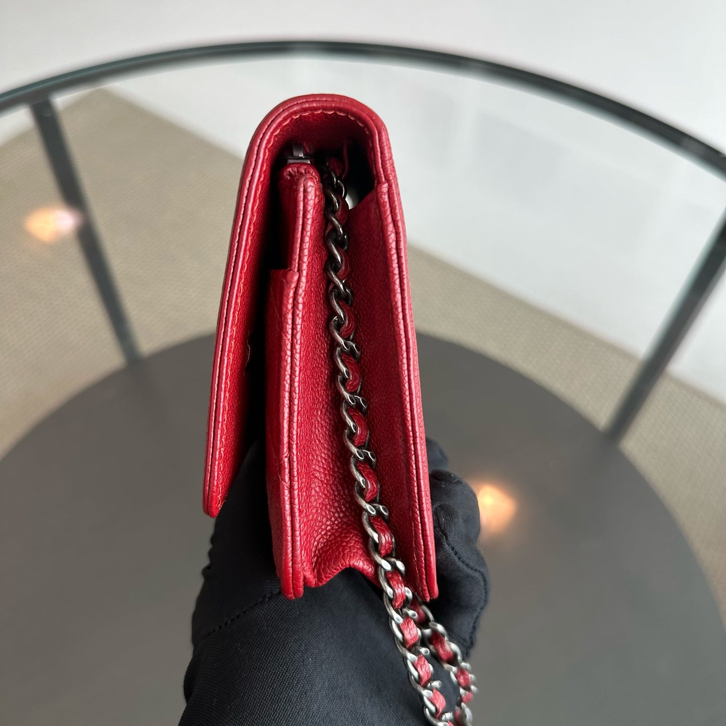 Caviar Boy WOC Wallet On Chain Red Silver Hardware Series 22