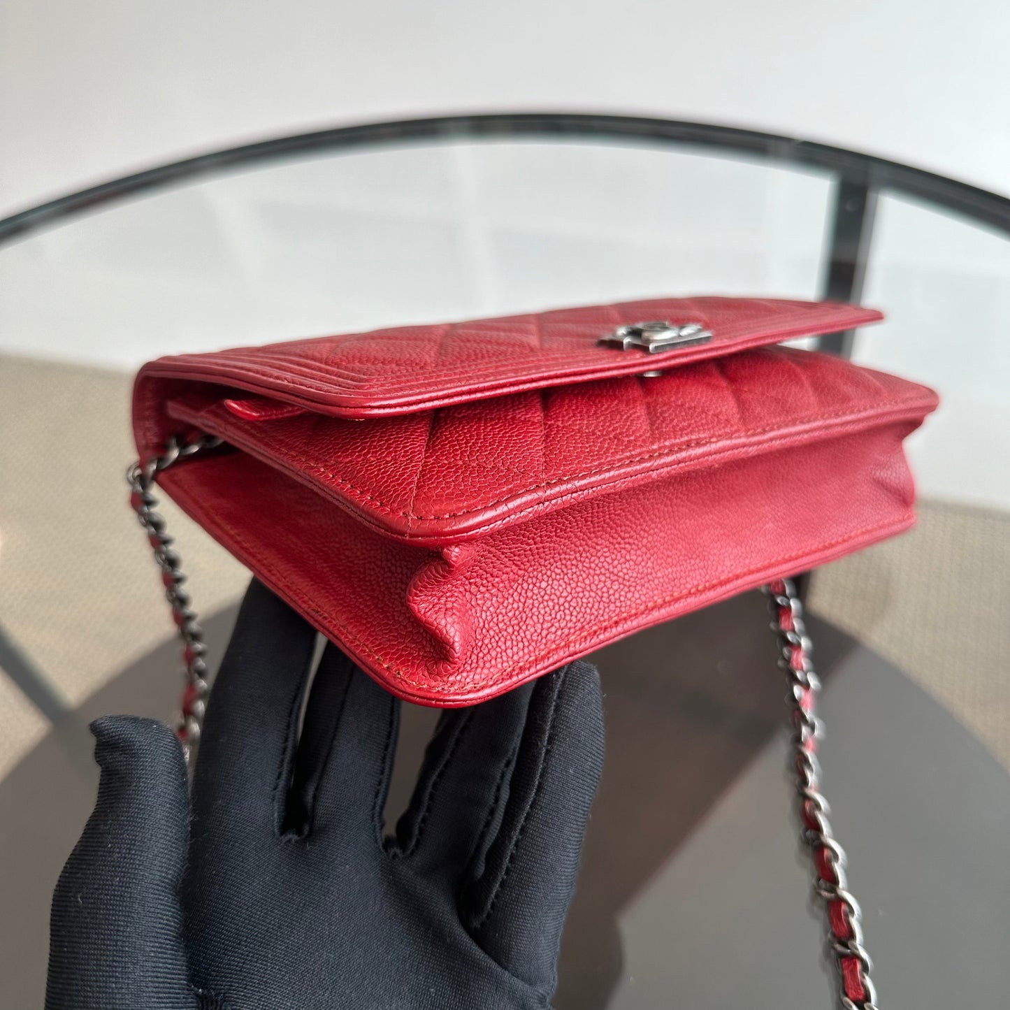 Caviar Boy WOC Wallet On Chain Red Silver Hardware Series 22