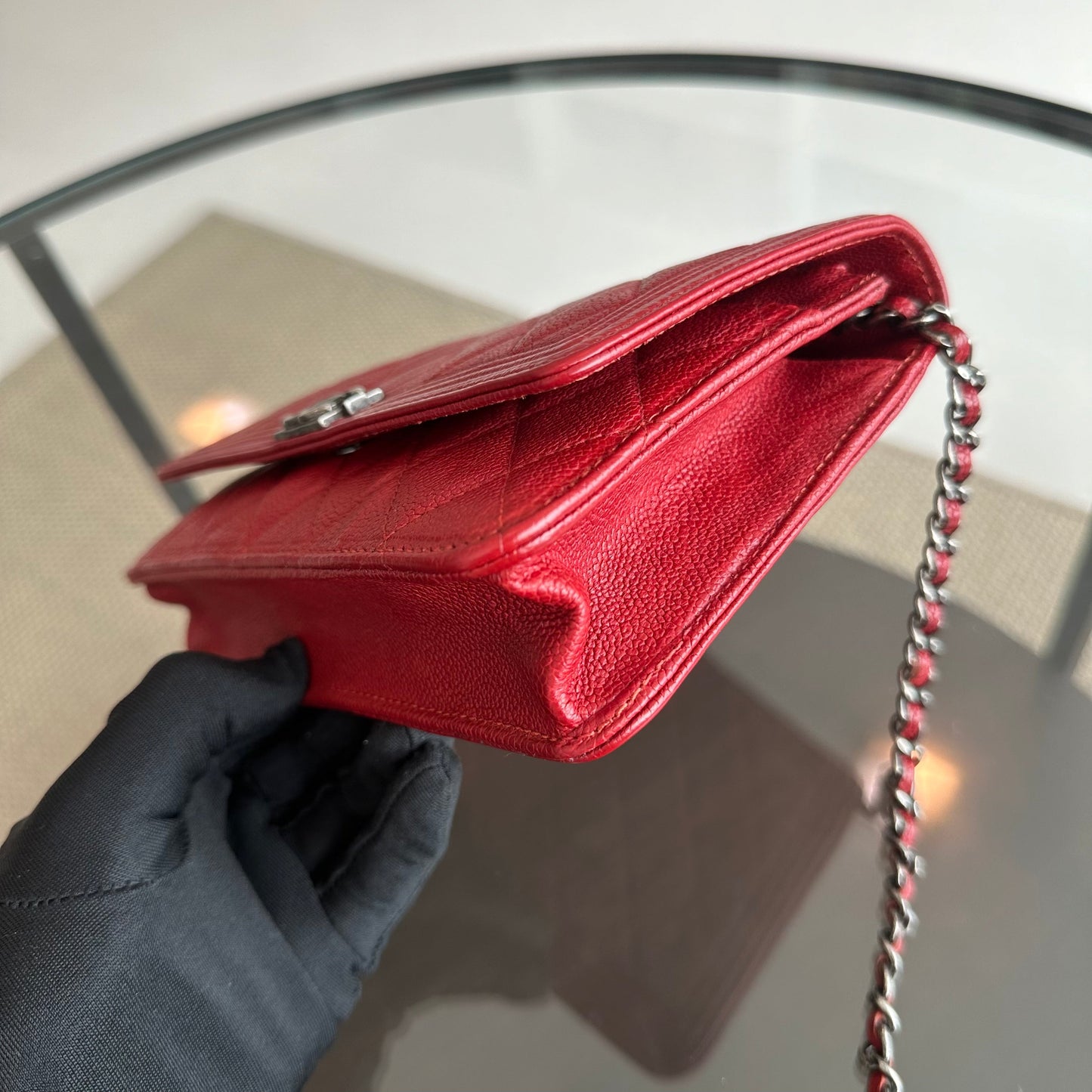 Caviar Boy WOC Wallet On Chain Red Silver Hardware Series 22