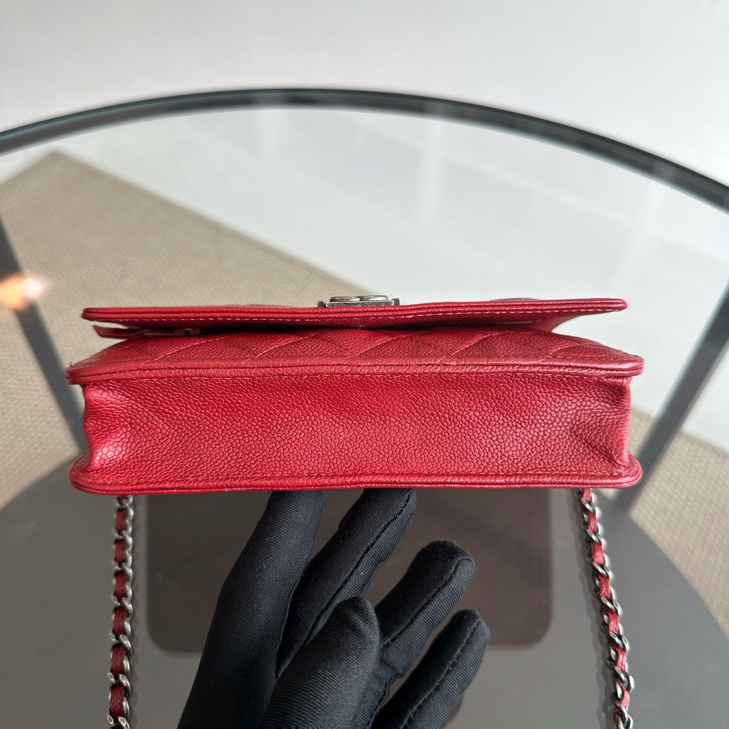 Caviar Boy WOC Wallet On Chain Red Silver Hardware Series 22