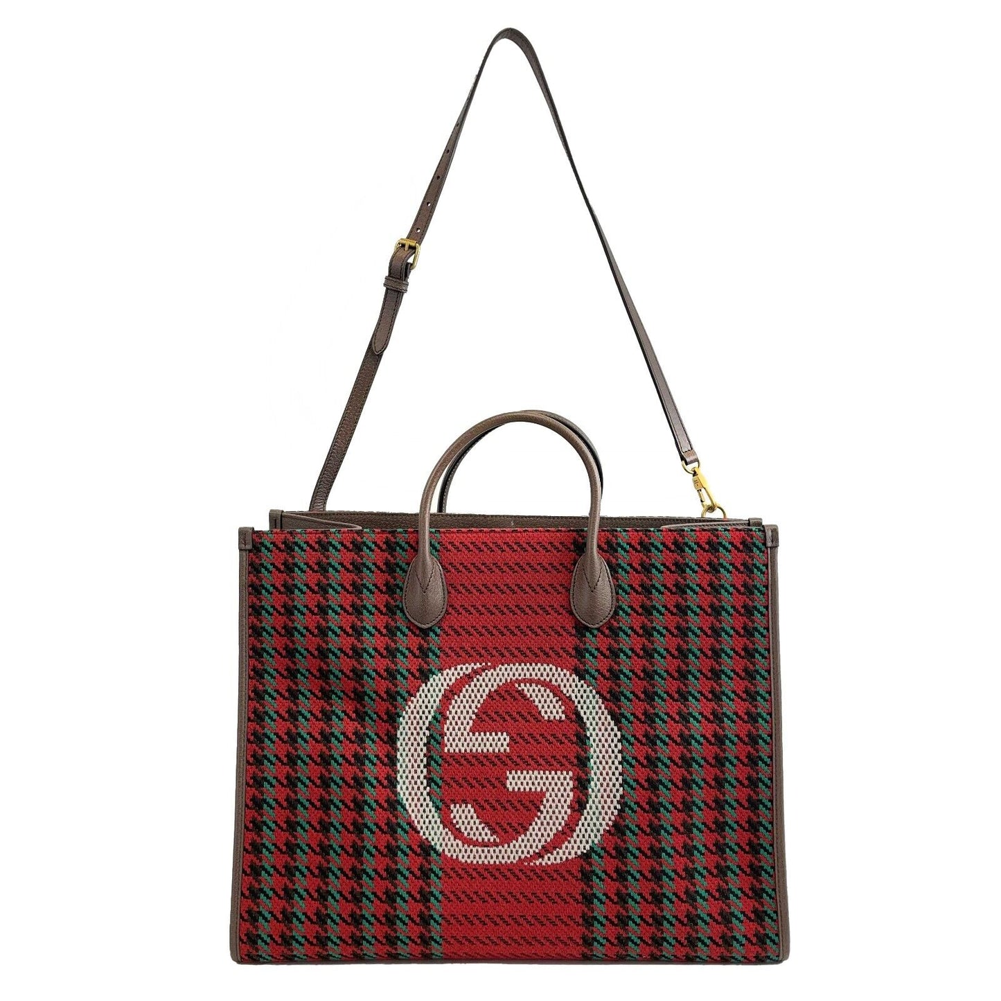 GUCCI - NEW Large Houndstooth GG Tote w / Shoulder Strap