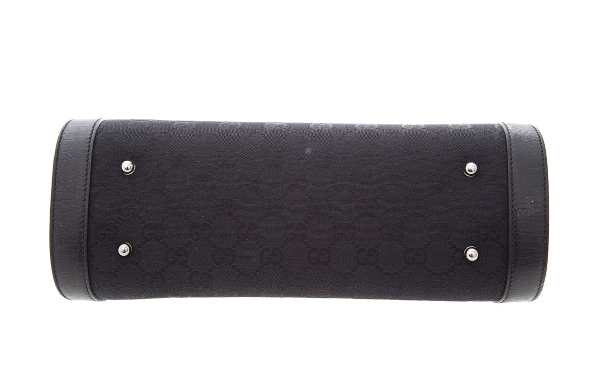 Gucci Black Monogram Bamboo Bullet Handbag