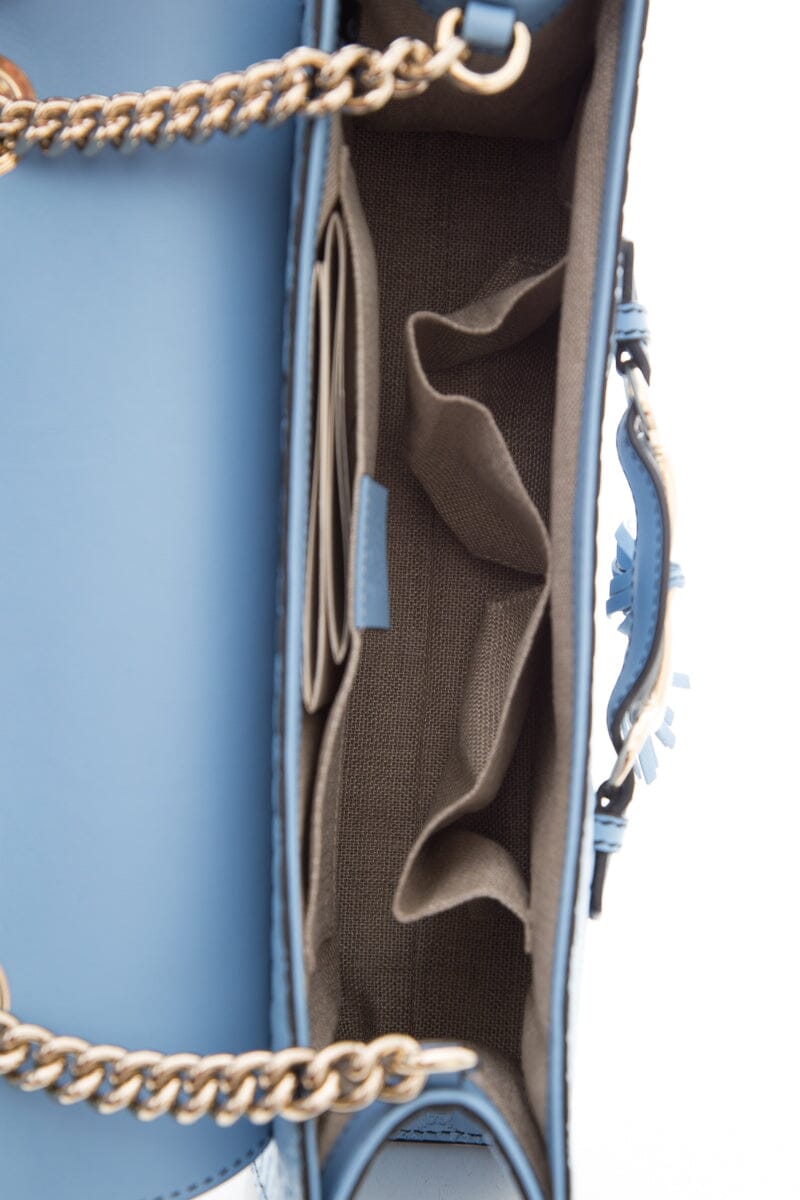 Gucci Blue Emily Chain Flap Bag Microguccissima Leather Handbag