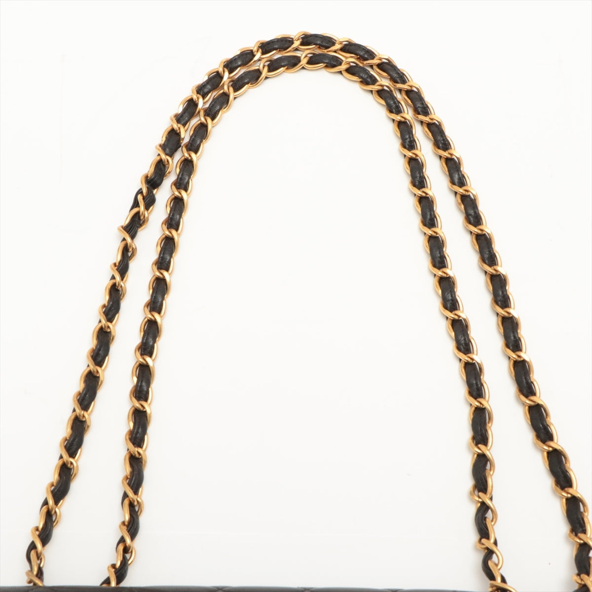 CHANEL DECAMATRASE Lambskinkin Single Flap Double Chain Bag Black Gold 4th