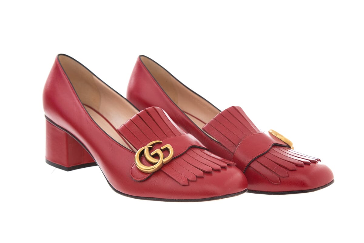 Gucci Red Leather Marmont Pumps SZ 41.5