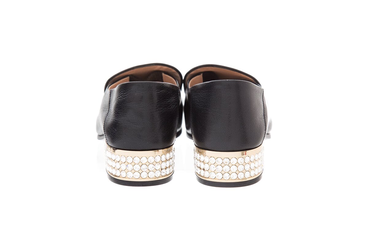 Gucci Black Horsebit & Rhinestone Detail Loafers SZ 41.5