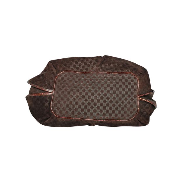 Celine Cã¨Line Vintage Brown Leather Embossed Bag