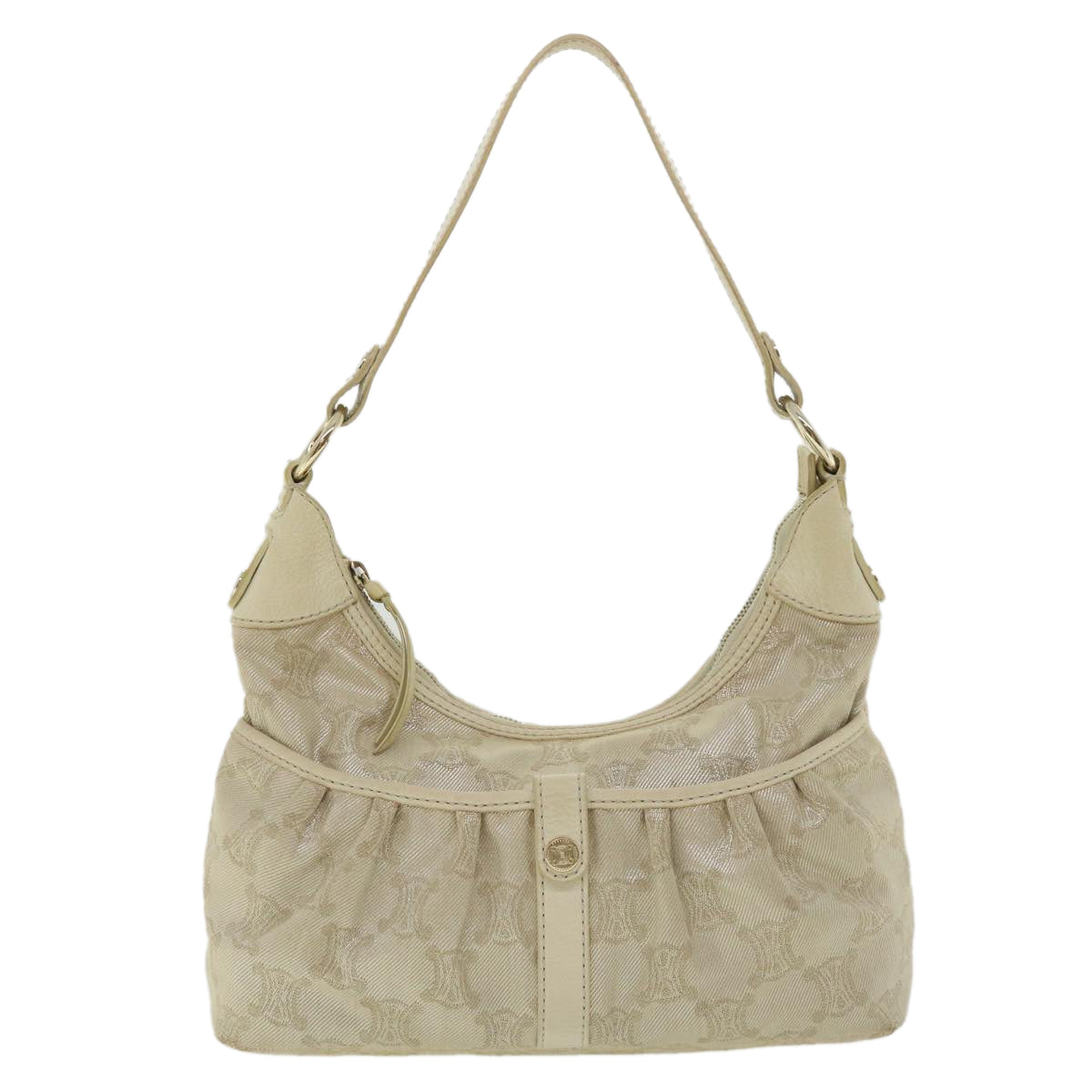 Celine Macadam Canvas Shoulder Bag Beige fm1927