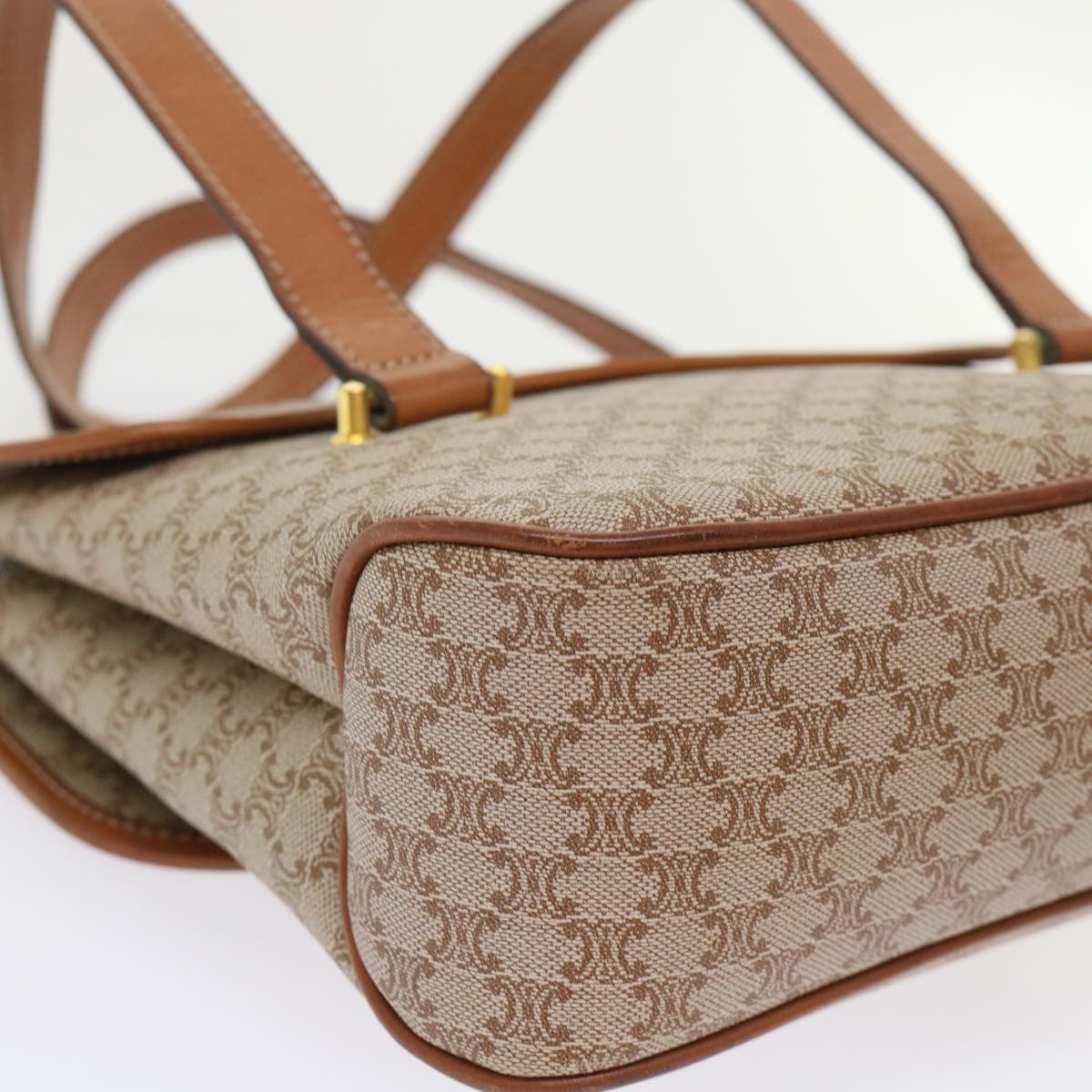 Celine Macadam Canvas Shoulder Bag Beige fm2486