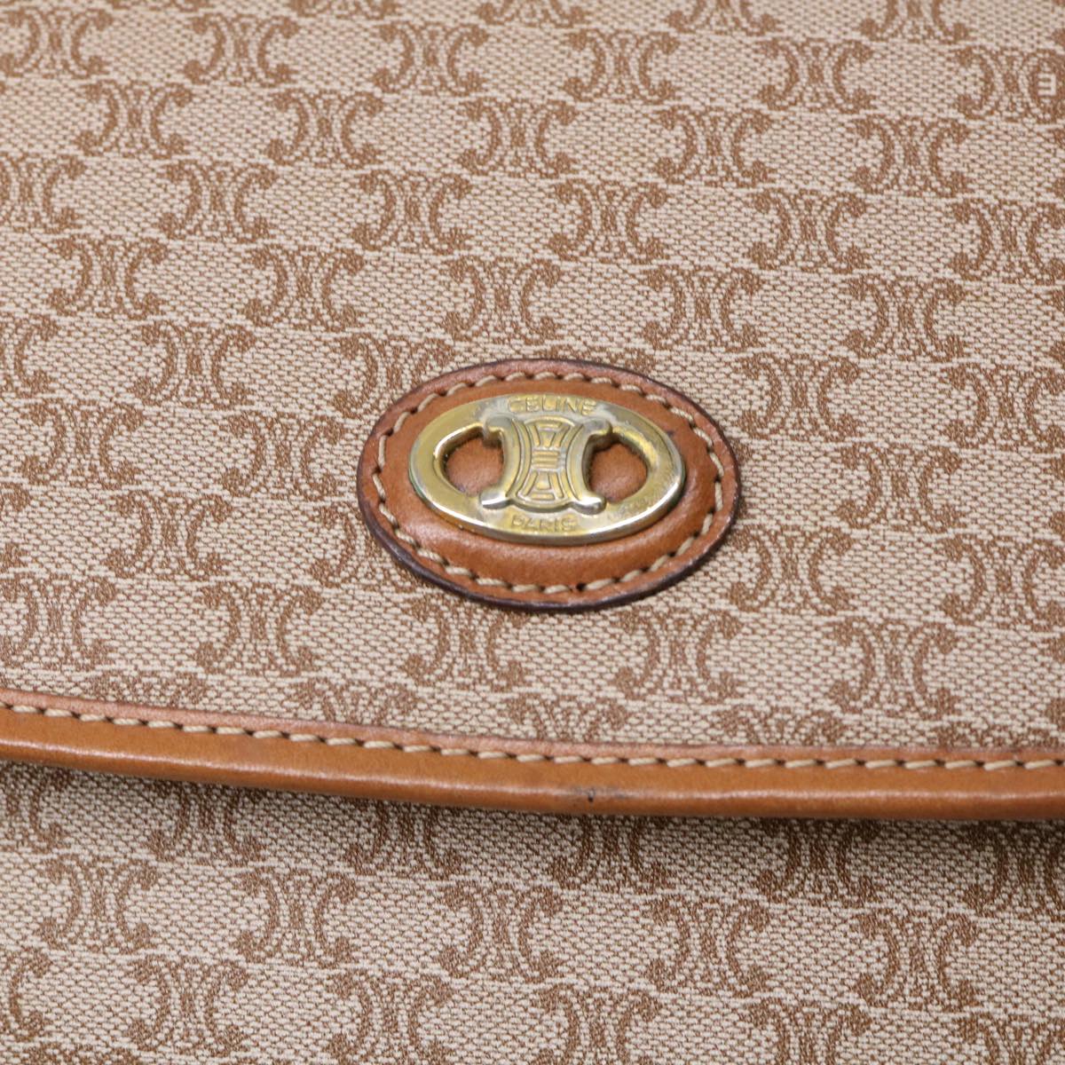 Celine Macadam Canvas Shoulder Bag Beige fm2486