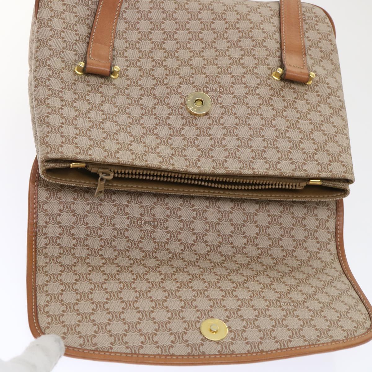 Celine Macadam Canvas Shoulder Bag Beige fm2486