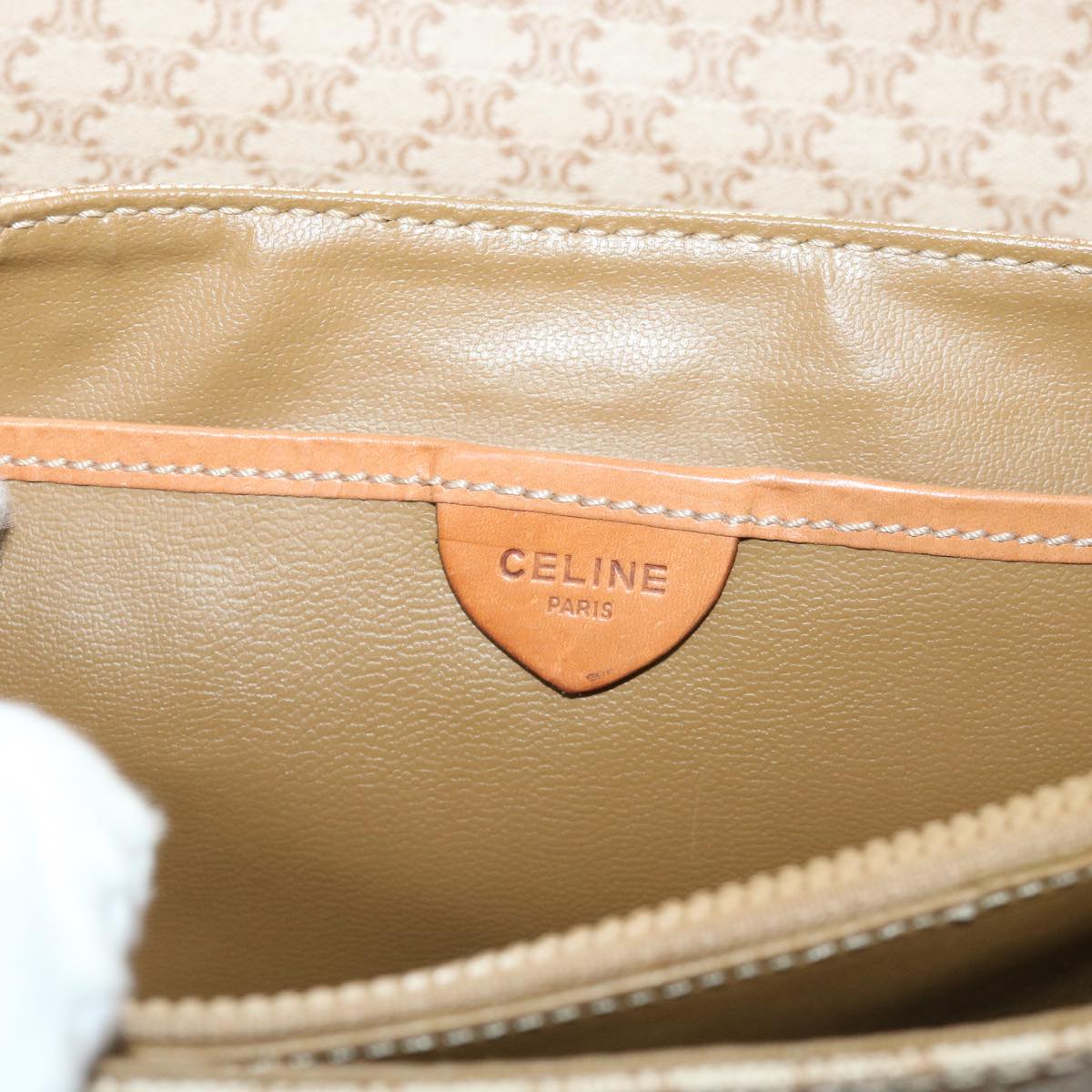 Celine Macadam Canvas Shoulder Bag Beige fm2486