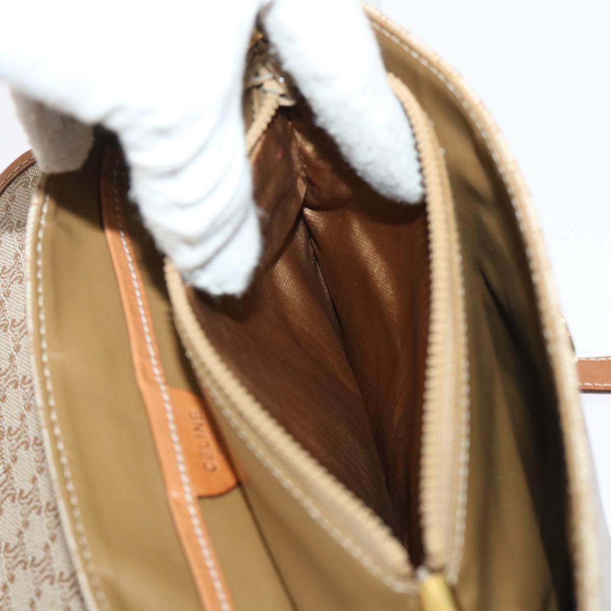Celine Macadam Canvas Shoulder Bag Beige fm2486