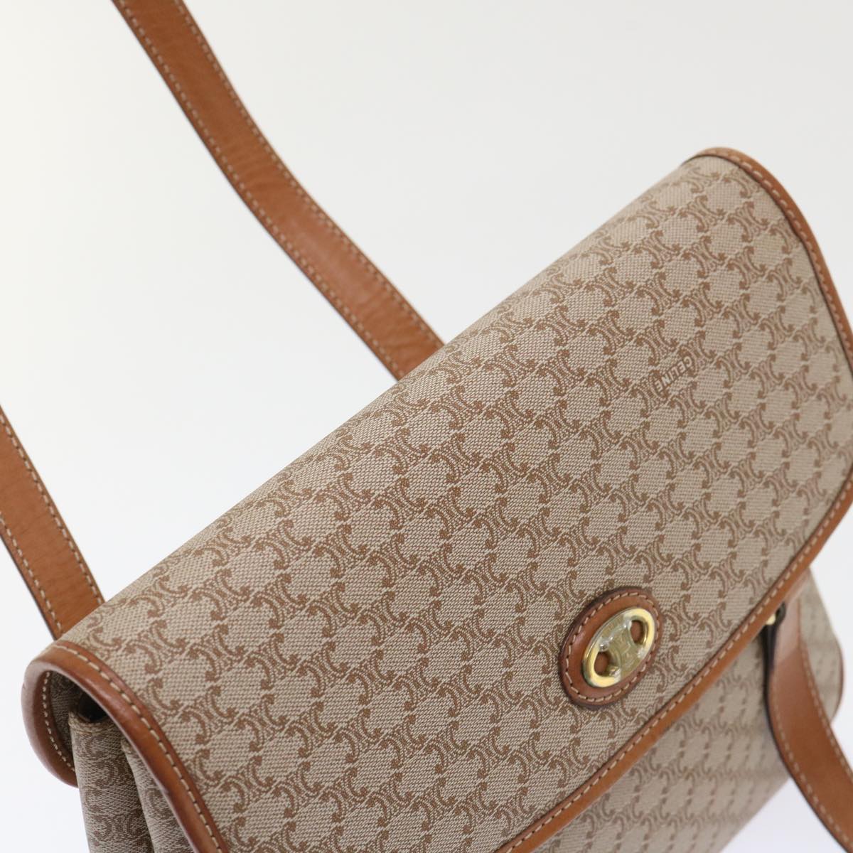Celine Macadam Canvas Shoulder Bag Beige fm2486