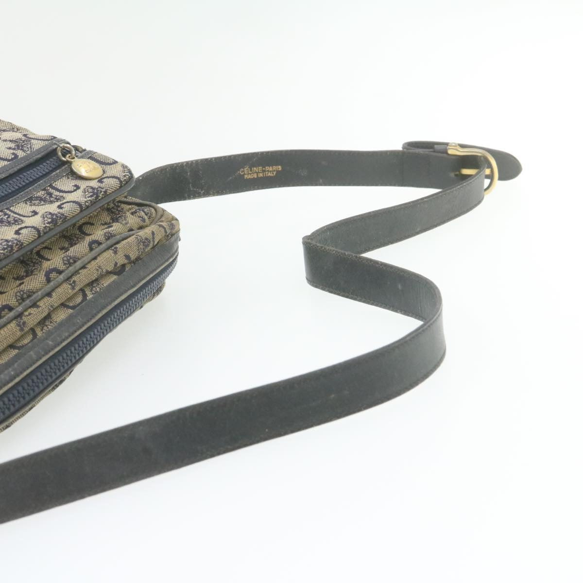 Celine Horse Carriage C Macadam Canvas Shoulder Bag Navy Blue fm272
