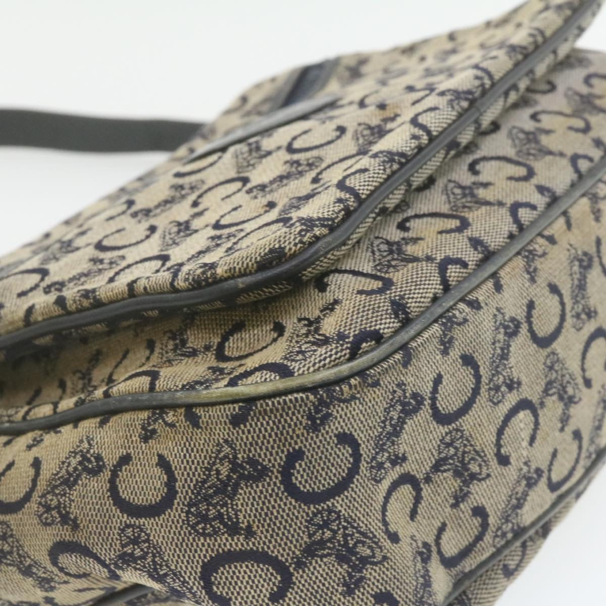 Celine Horse Carriage C Macadam Canvas Shoulder Bag Navy Blue fm272