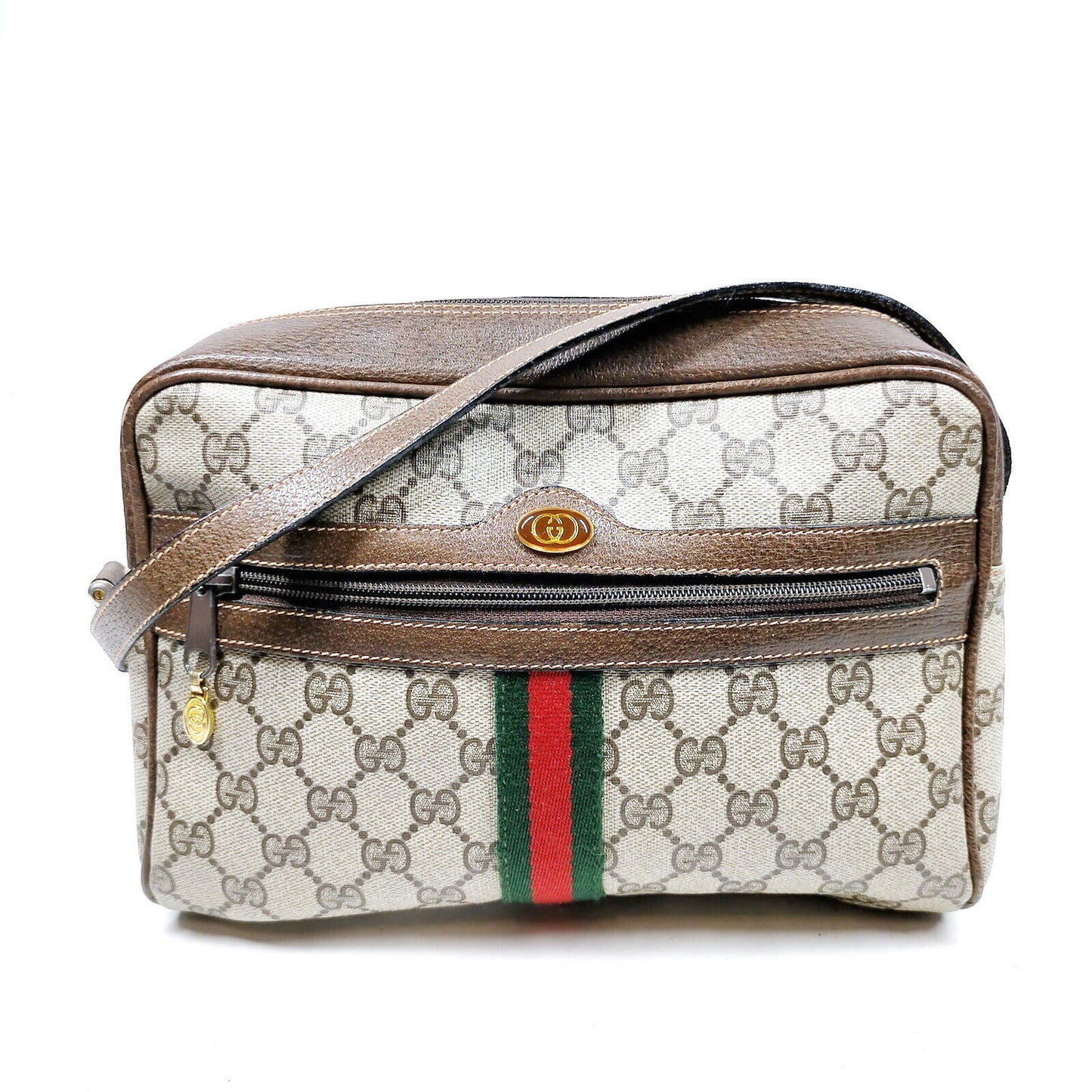 Gucci Vintage Sherry Line Brown PVC Shoulder Bag