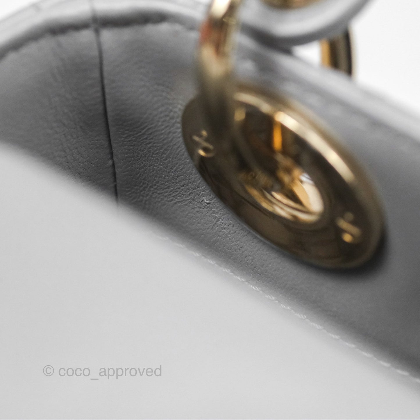 Christian Dior Cannage Mini Lady Dior Grey Gold Hardware